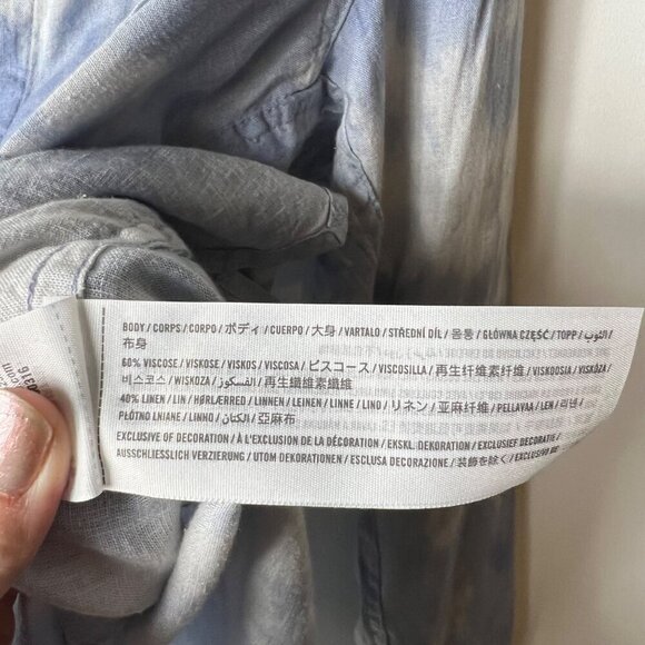 Abercrombie & fitch linen boyfriend‎ button up top blue tie dye women’s size S - Picture 7 of 9